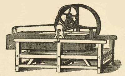 Box mangle with wheel, gears and handle